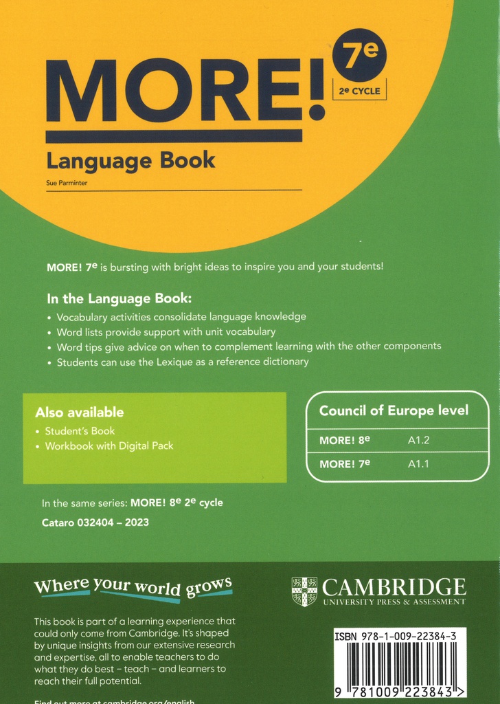 More! 7e Language Book (CATARO 032404)    2 ème édition 2023