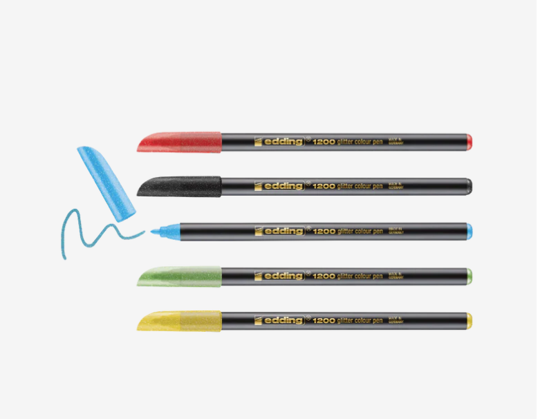 Feutres edding 1200 pailletées assortiment 5 couleurs  basics