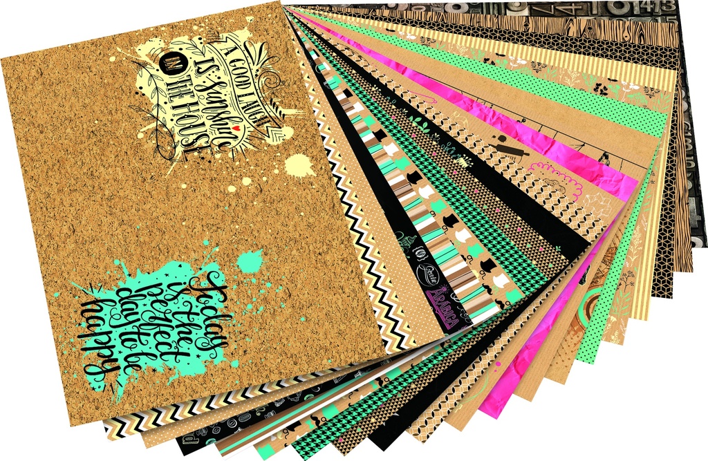 Bloc de papier à motifs 24 x 34 cm, 270 g /m2 assortiment 20 fles