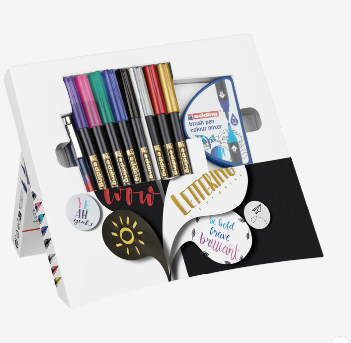 Set de 9 feutres Edding Brushpen Happy Lettering