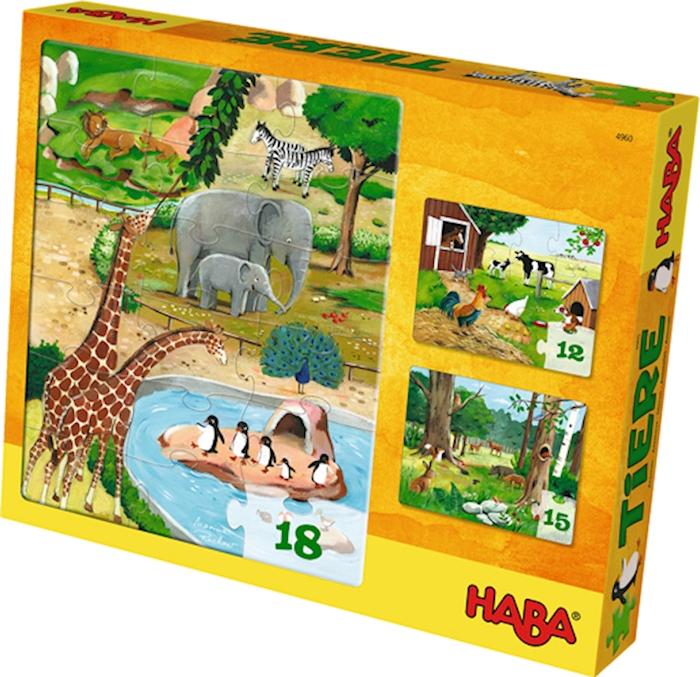 3 puzzles «Animaux» - 12 / 15 / 18 pces