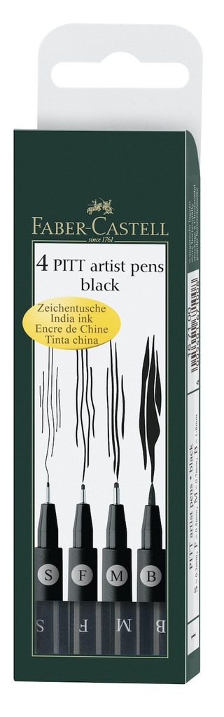 4 Feutres encre de chine PITT ArtistPen, noir