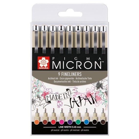 Pigma Micron Fineliner Set 6 Stifte schwarz