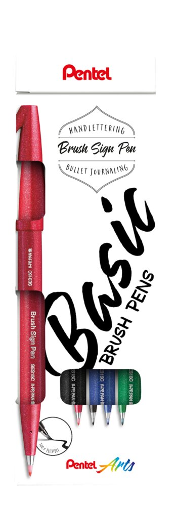 Faserschreiber «Brush Sign Pen» 4 Farben
