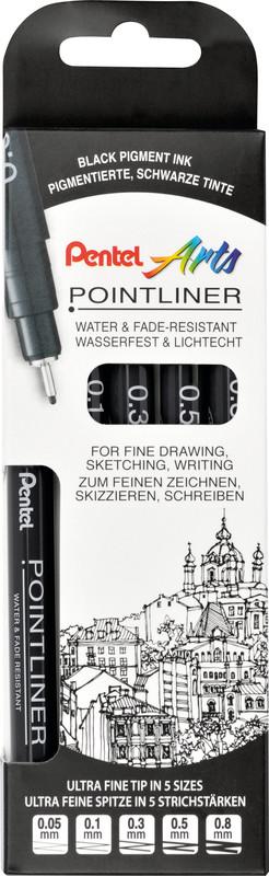 Fineliner Pigment noir, set à 5 pces