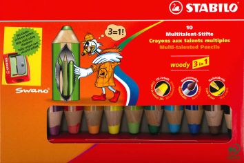 Crayons de couleurs Stabilo Woody 3 in 1 boîte + taille-crayon
