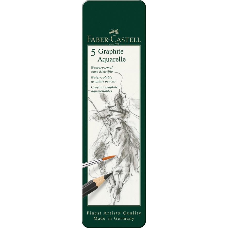 Crayons graphite aquarelle Faber, 5 pces