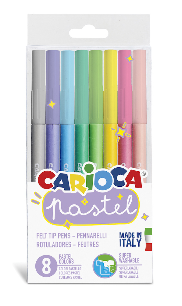 Feutres Carioca Pastel, assortiment 12 couleurs