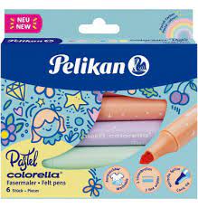 Feutres Colorella Star Pelikan, 6 couleurs pastell 1-3 mm