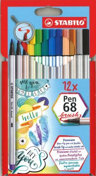 Feutres pinceaux Stabilo Pen 68, assort.