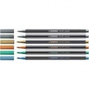 Fasermaler Stabilo Pen 68 Metallic, Sortiment 6 Farben