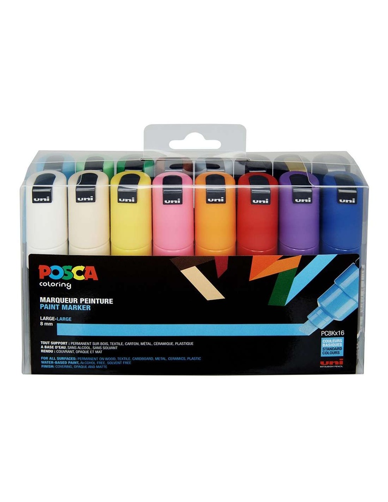Feutres Posca PC8K assortiment de 16 couleurs