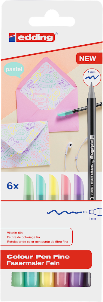 Feutres Edding 1200, assort. 6 couleurs 