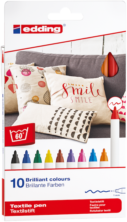 Marqueurs textile edding 4600, assortiment 10 couleurs
