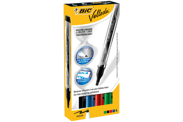 Feutres Bic Velleda assortiment 4 couleurs 