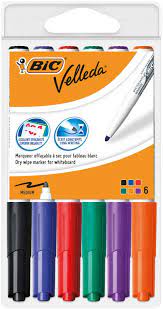 Feutres Bic Velleda, assortiment 6 couleurs 