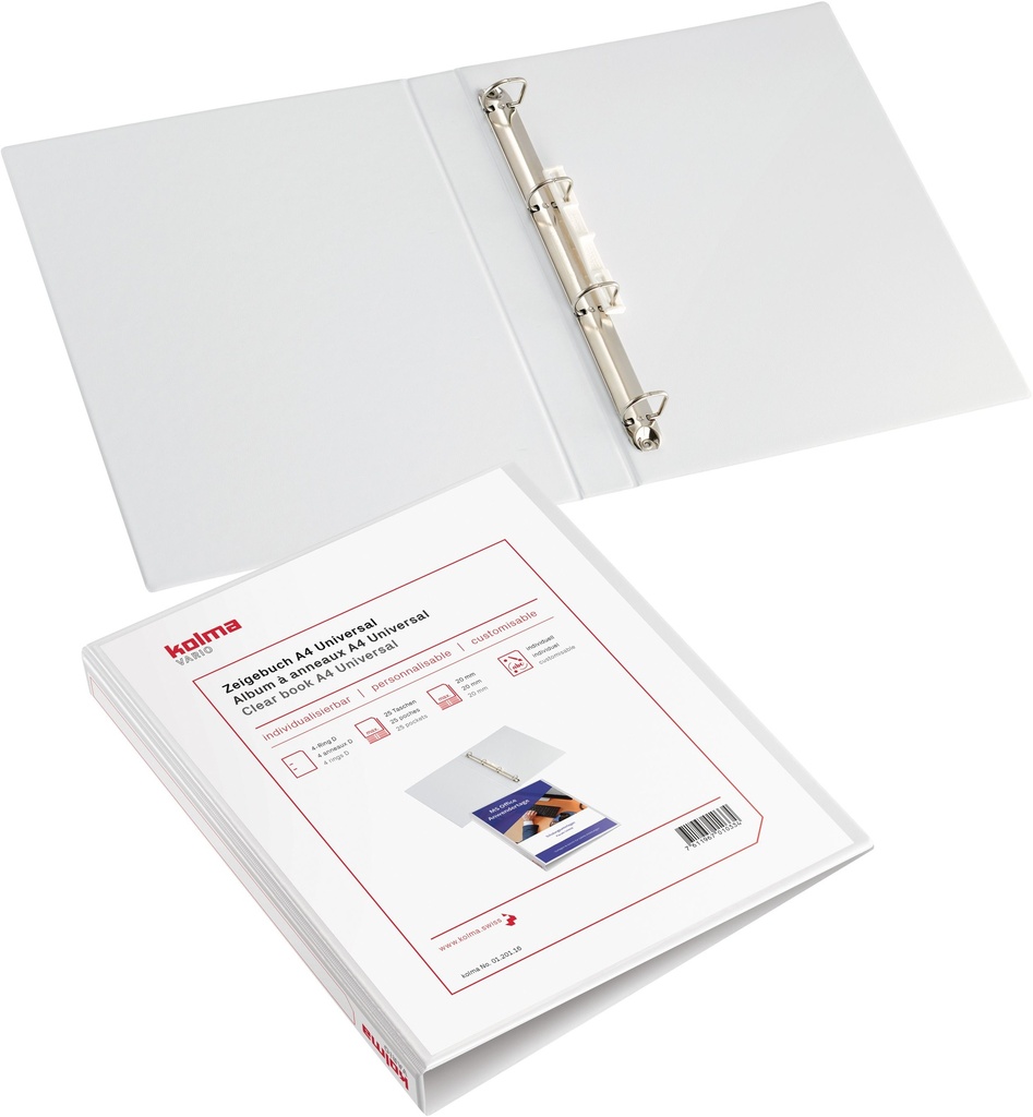 Classeur A4 blanc vide 4 ann. 50 mm