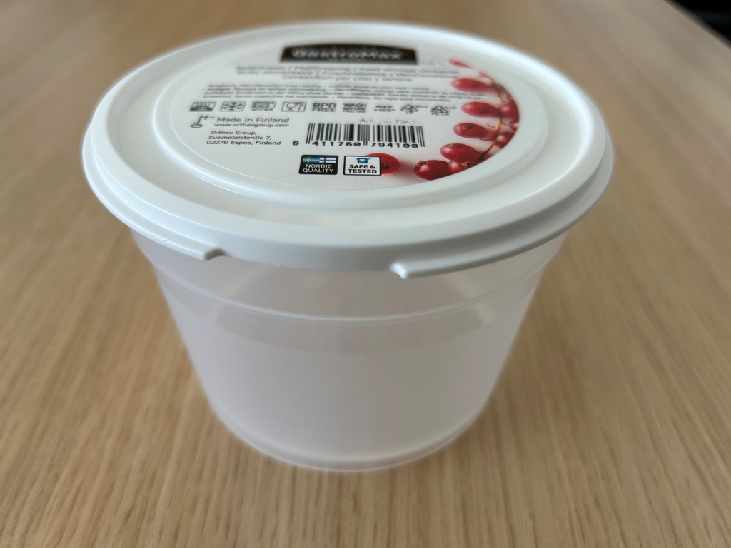 Boîte en plastique ronde 0.6 lt 