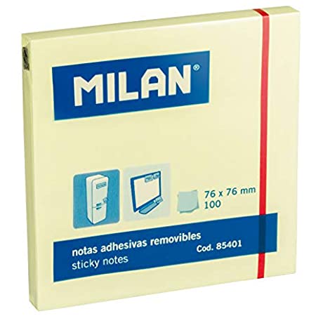 Feuilles adhésives jaune Milan 76 x 76 mm (100 fles)