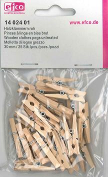 Holz-Klammern aus Naturholz 3 cm - 25 Stück