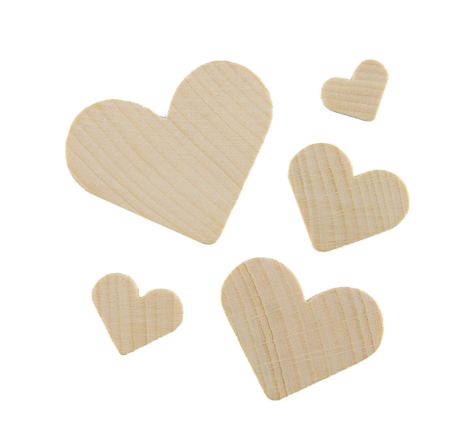 Coeurs en bois 1.5 - 5 cm 70 pces