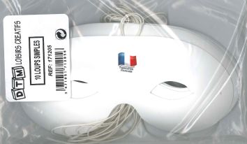 Loup sans nez, en plastique blanc (10 pces)