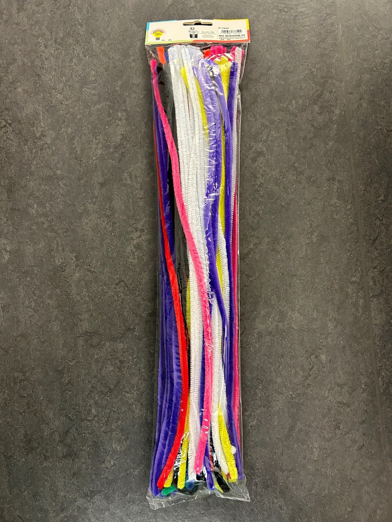 Chenilledraht MIX BUNT, 50cm lang, Ø 8mm,  Stück, farbig sortiert