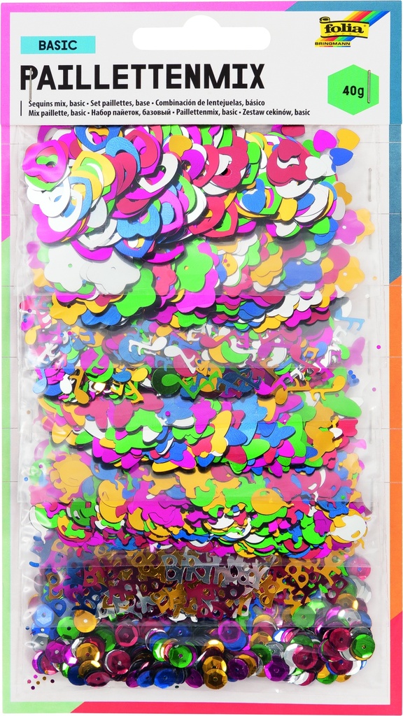 Paillettes - mix (diverses formes et couleurs) 40 gr.