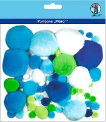 Pompons sortiert in verschiedenen Grössen und Farben (80 Stück)