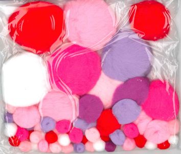 Pompons "Plüsch" sortiert in verschiedenen Grössen und Farben (60 Stück)