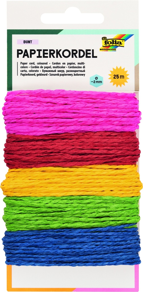 Cordon en papier en 5 coloris à 5m