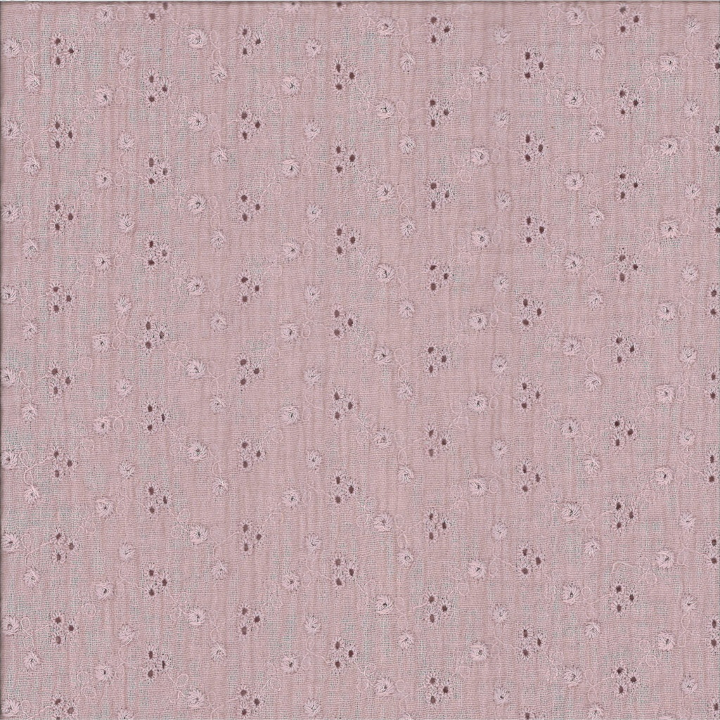 Double gaze gaufrée brodée largeur 120 cm