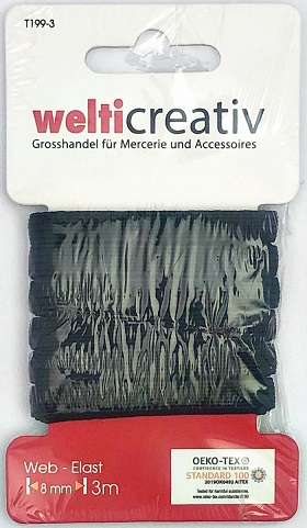 Elastique 8mm/3m noir