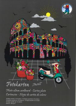 Carton Photo «Pastell» 10 feuilles assortis en 10 couleurs A4 300g/m2