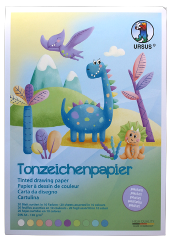 Papier à dessin de couleur «Pastell» 20 feuilles assortis en 10 couleurs A4 130g/m2