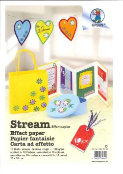 Papier fantaisie «Stream»  23x33cm, 120 g/m2 assortiment de 10 couleurs
