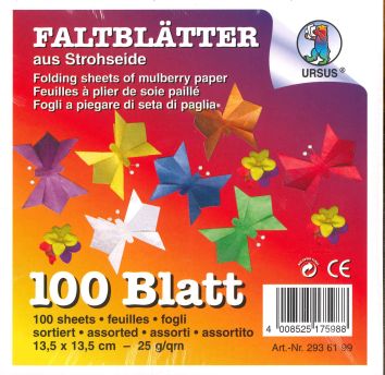 Feuilles à plier de soie paillé 13,5x13,5cm  25 g/m2 (100 fles)