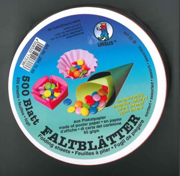 Feuilles à plier rondes ø 12cm, en papier d'affiche 
65 g/m2 (500 fles)