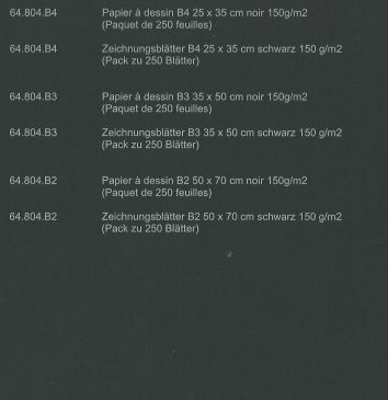 Papier à dessin B4 150 g/m2, noir (250 fles)