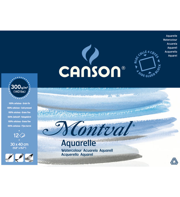Papier aquarelle Montval 30 x 40cm 300g/m2, 12 feuilles