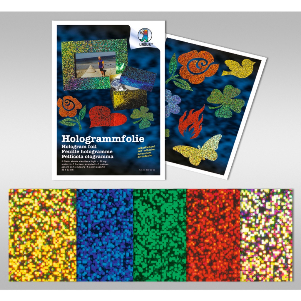 Feuilles hologrammes autocollantes A4, 5 flles