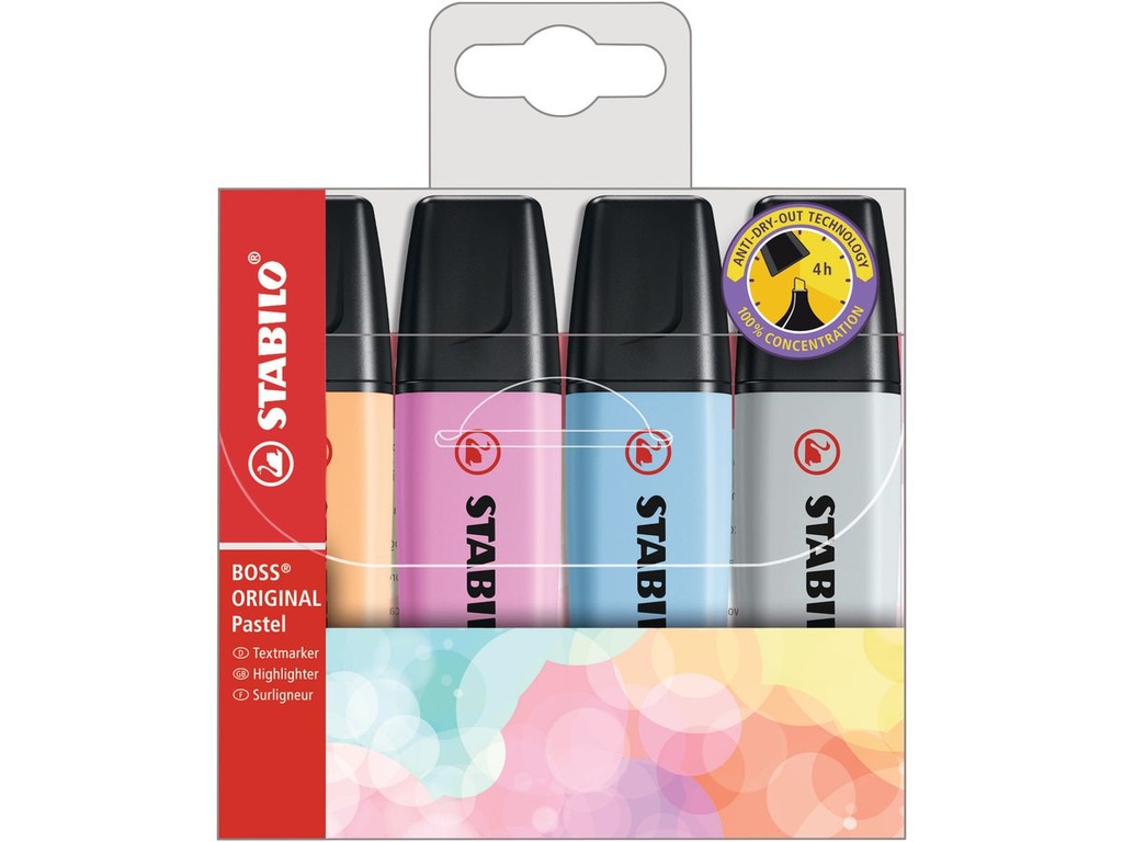 Surligneur Stabilo Boss Pastel assort.