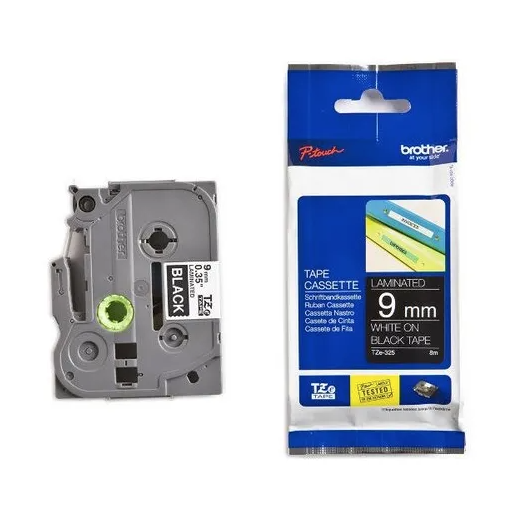 Ruban pour étiqueteuse Brother bande 9mm  noir / caractère blanc