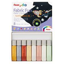 Peinture pour tissus set de 8 couleurs fluo Pentel Fabric Fun