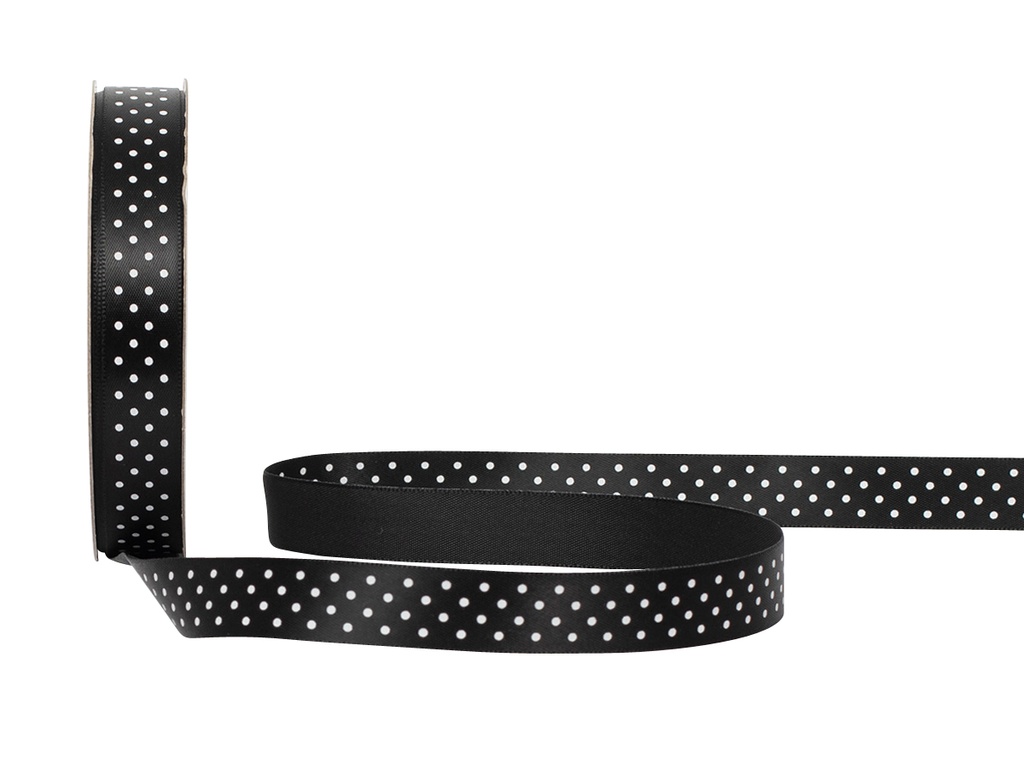 Ruban satin à pois 16 mm/25 mètres