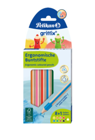 Crayon de couleur Griffix® Pelikan, set de 9 pcs