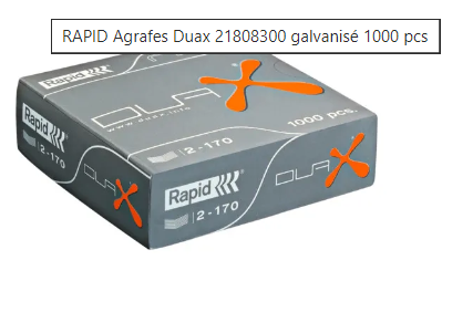 RAPID Agrafes Duax 21808300 galvanisé 1000 pcs
