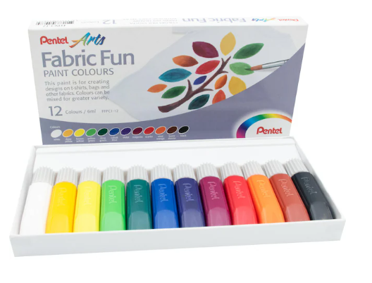 Peinture pour tissus set de 12 couleurs  Pentel Fabric Fun 