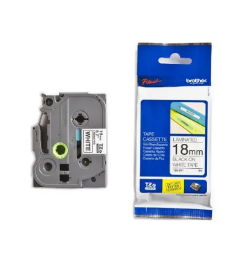 Ruban pour étiqueteuse Brother bande 18 mm  blanc / caractère noir