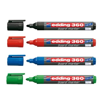 Marqueurs edding 360 pour tableau blanc et Flipchart assortiment de 4 couleurs